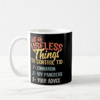 Caneca De Café Lista de Coisas Inúteis Presente T1d Engraçado Dia