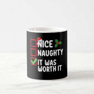 Caneca De Café Lista de Natal Bom Malvado Valeu a Pena