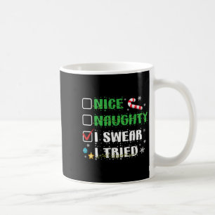 Caneca De Café Lista de Natal Divertida Legal Travesso Juro Que T