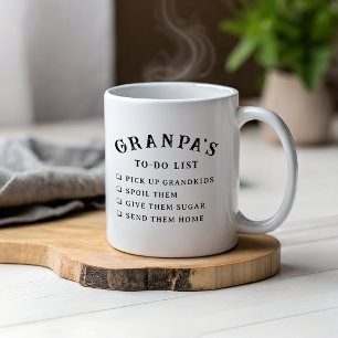 Caneca De Café Lista de tarefas do Vovô Engraçado Humor personali