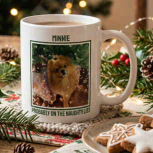 Caneca De Café Lista de Travessos de Natal de Foto de Animal de E