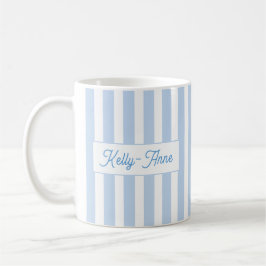 Caneca De Café Listra Azul Claro Monograma