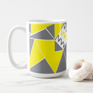 Caneca De Café Listra Chevron Amarela Cinza