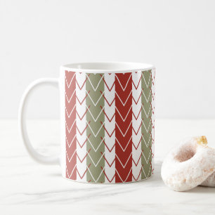 Caneca De Café Listra Chevron Vermelho e Azul-petróleo