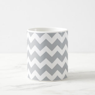 Caneca De Café Listra cinzenta e branca de Chevron