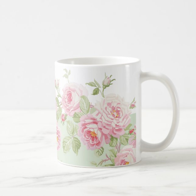 Caneca De Café Listra da manjericão dos rosas do verão do (Direita)