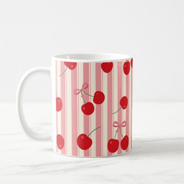 Caneca De Café Listra de Fita de Cereja (Esquerda)