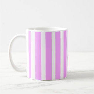Caneca De Café Listra Vertical Rosa e Branco