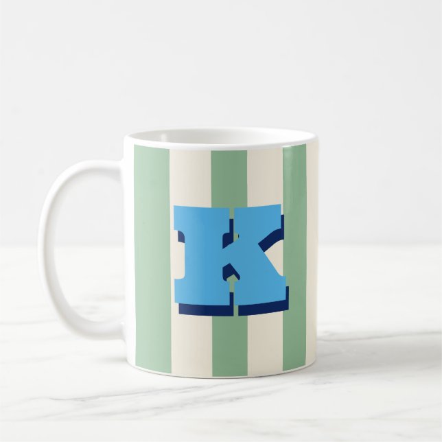 Caneca de Café Listrada Personalizada com Inicial  (Esquerda)