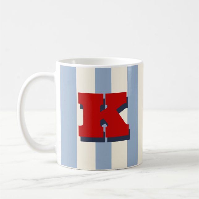 Caneca de Café Listrada Personalizada com Inicial  (Esquerda)