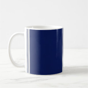 Caneca De Café Listrado de Azul e Branco com detalhes pretos