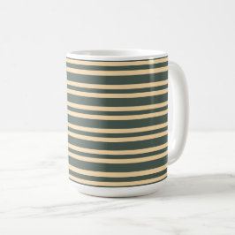 Caneca De Café Listras Amarelas Verdes Padrão