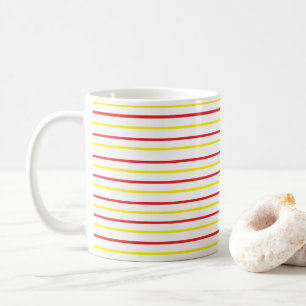 Caneca De Café Listras Amarelas Vermelhas
