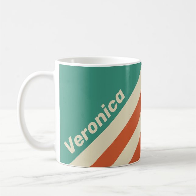 Caneca De Café Listras Atemporais Retro com Nome (Esquerda)