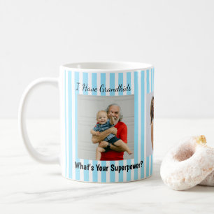 Caneca De Café Listras Azuis Avós Personalizado Divertido