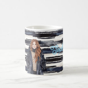 Caneca De Café Listras Azuis Ruiva Feminina