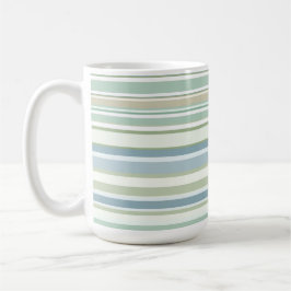 Caneca De Café Listras azuis verdes e brancas