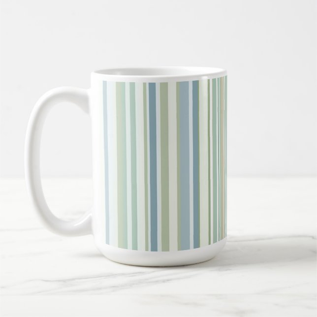 Caneca De Café Listras azuis verdes e brancas (Esquerda)