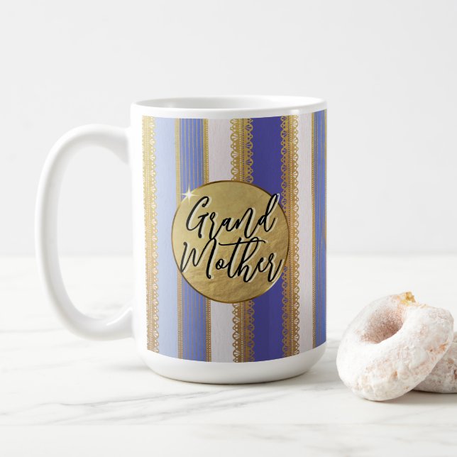 Caneca de Café Listras Azul Avó Bougie (Com Donut)