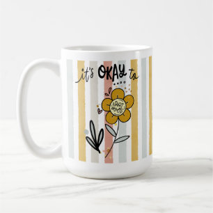 Caneca De Café Listras Boho Floral Tudo Bem Recomeçar