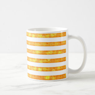 Caneca De Café Listras Bokeh Laranja E Branco