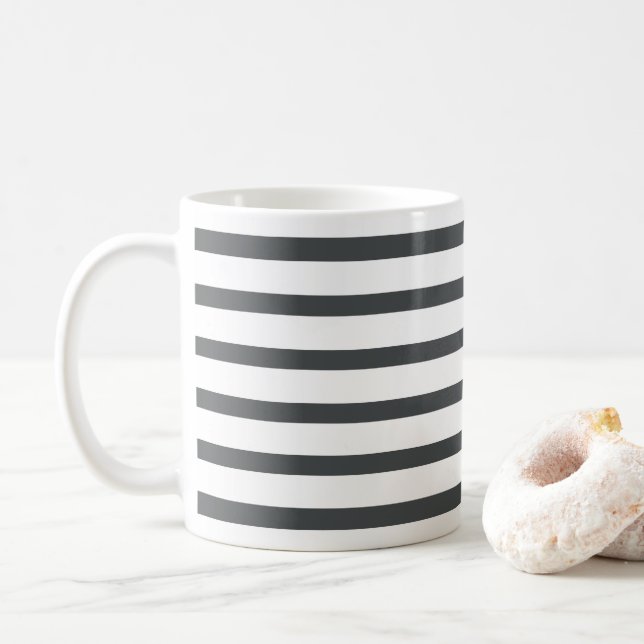 Caneca De Café Listras Brancas Cinzas (Com Donut)