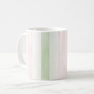 Caneca De Café Listras Brancas Rosa Menta