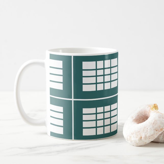 Caneca De Café Listras Brancas Turquesa  (Com Donut)