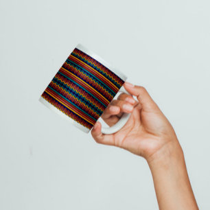Caneca De Café Listras Chevron Boho dos anos 70 em Azul Marinho e