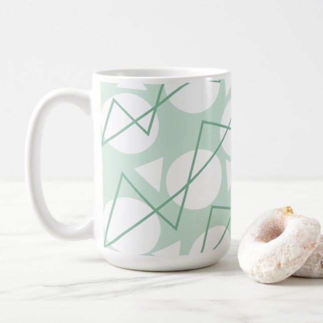 Caneca De Café Listras Chevron Geométricas (Com Donut)