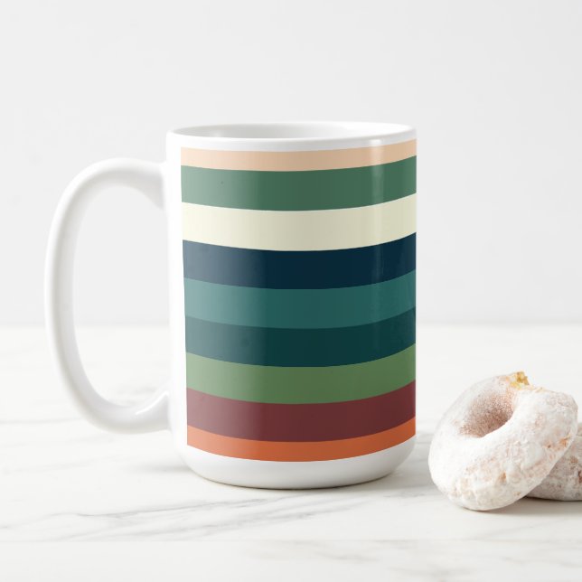 Caneca De Café Listras Coloridas  (Com Donut)
