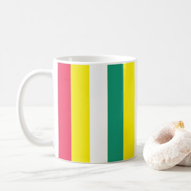 Caneca De Café Listras Coloridas de Verão      (Com Donut)