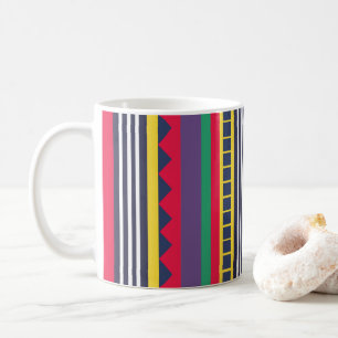 Caneca De Café Listras Coloridas dos Anos Oitenta 