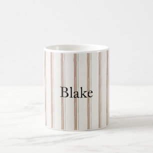 Caneca De Café Listras Creme Marrom