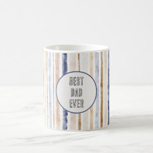 Caneca De Café Listras Creme Marrom Azul Melhor Pai de Todos os T