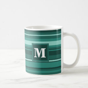 Caneca De Café Listras da cerceta do monograma