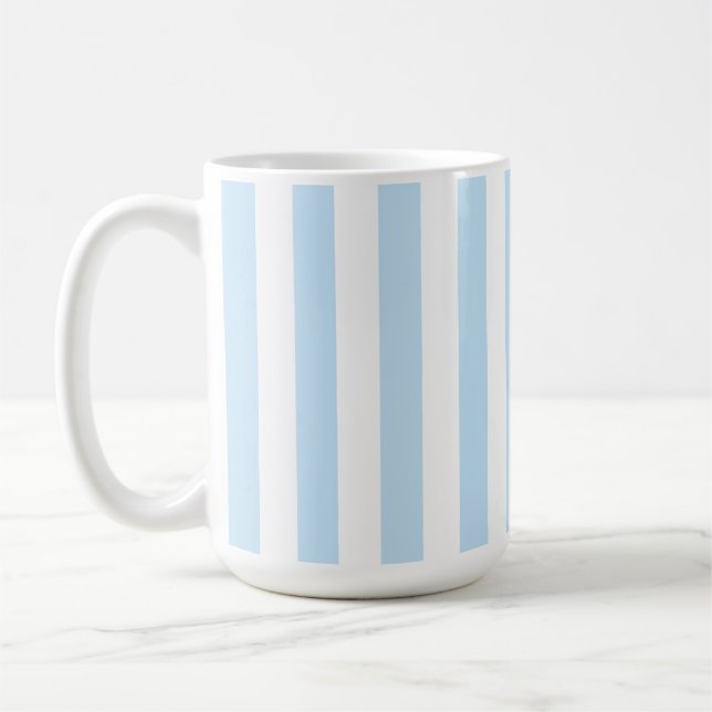 Caneca De Café Listras de Açúcar Candy Azul Claro e Branco (Esquerda)