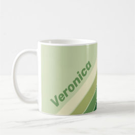 Caneca De Café Listras de Arco-Íris Retro Moss com Nome