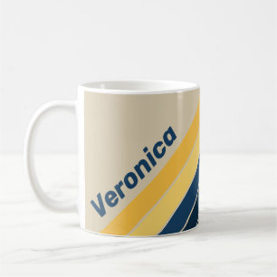 Caneca De Café Listras de Areia de Praia Vintage com Nome
