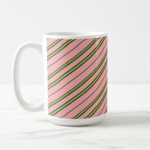 Caneca De Café Listras de Bala de Gengibre Rosa e Verde
