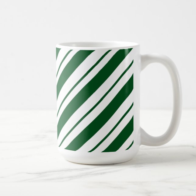 Caneca De Café Listras de Bastão de Natal em Verde e Branco  (Direita)