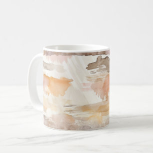 Caneca De Café Listras de Bege Cacau Creme Toranja Pêssego