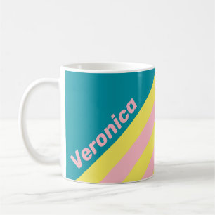 Caneca De Café Listras de Beijo do Mar Doce com Nome