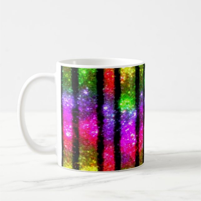 Caneca De Café Listras de Brilho Arco-Íris Neon (Esquerda)