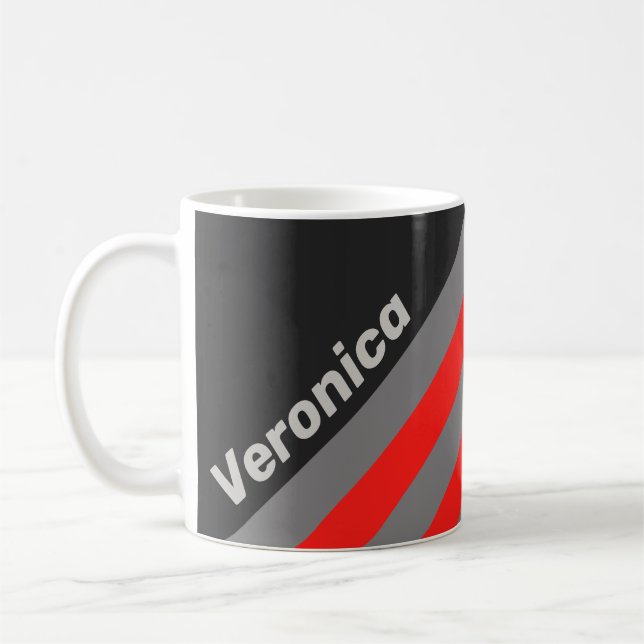 Caneca De Café Listras de Céu Tempestuoso Retro com Nome (Esquerda)