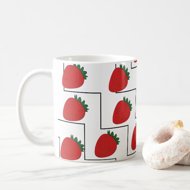 Caneca De Café Listras de Chevron de Morango (Com Donut)