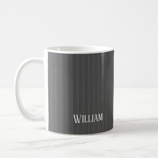 Caneca De Café Listras de cinza personalizadas (Esquerda)
