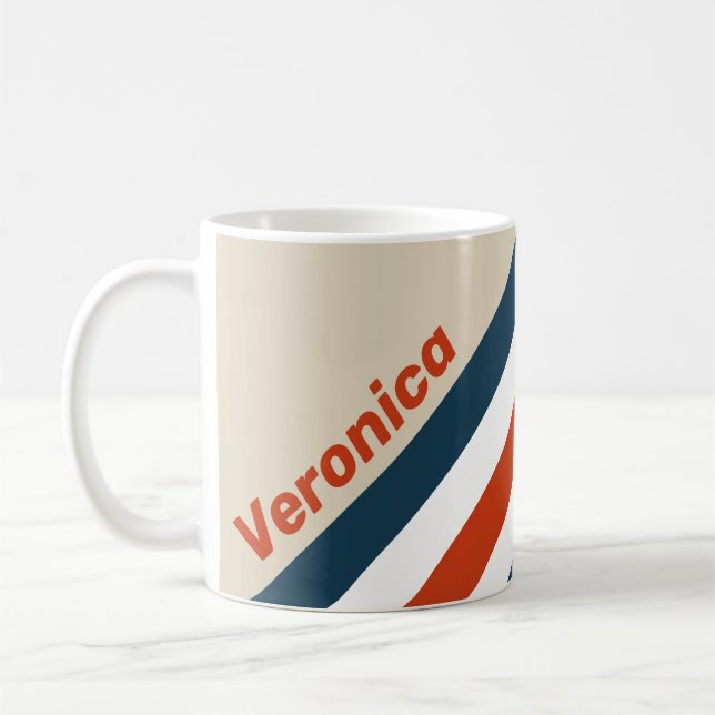Caneca De Café Listras de Convés de Voo Antigo com Nome (Esquerda)