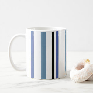 Caneca De Café Listras de Cor Azul Dourado e Praia Branca