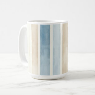 Caneca De Café Listras de Creme Azul da Praia